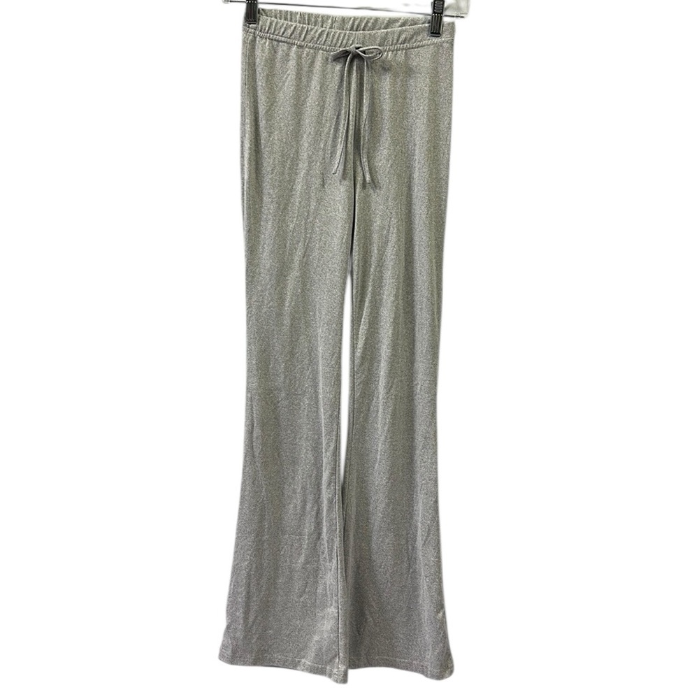 Lightweight High Waisted Flare Loungewear Pull On Pants Heather Gray Womens XS